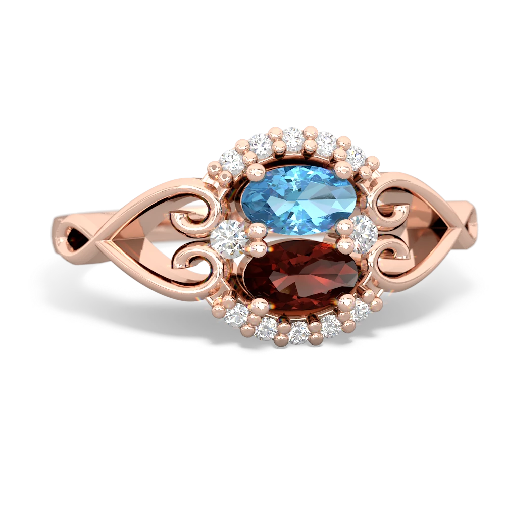 Blue Topaz Love Nest 14K Rose Gold ring R5860