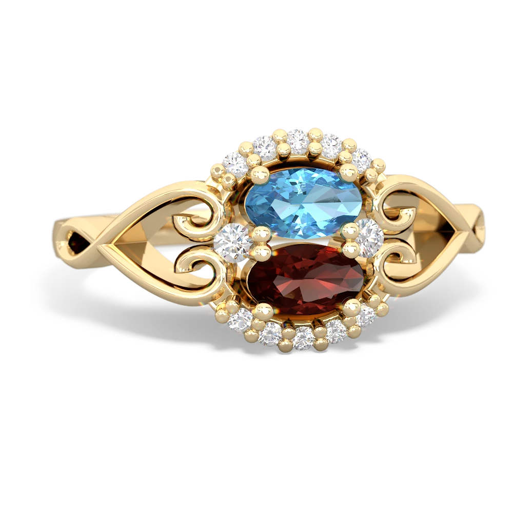 Blue Topaz Love Nest 14K Yellow Gold ring R5860