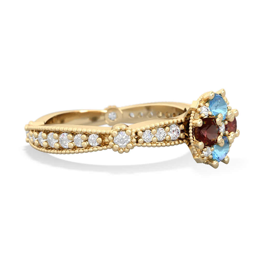 Blue Topaz Sparkling Tiara Cluster 14K Yellow Gold ring R26293RD