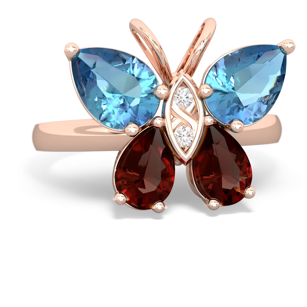 Blue Topaz Butterfly 14K Rose Gold ring R2215