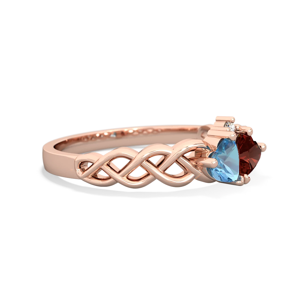 Blue Topaz Heart To Heart Braid 14K Rose Gold ring R5870