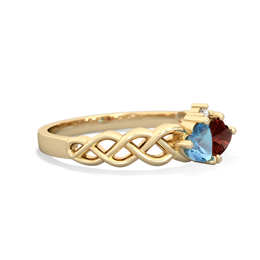 Blue Topaz Heart To Heart Braid 14K Yellow Gold ring R5870