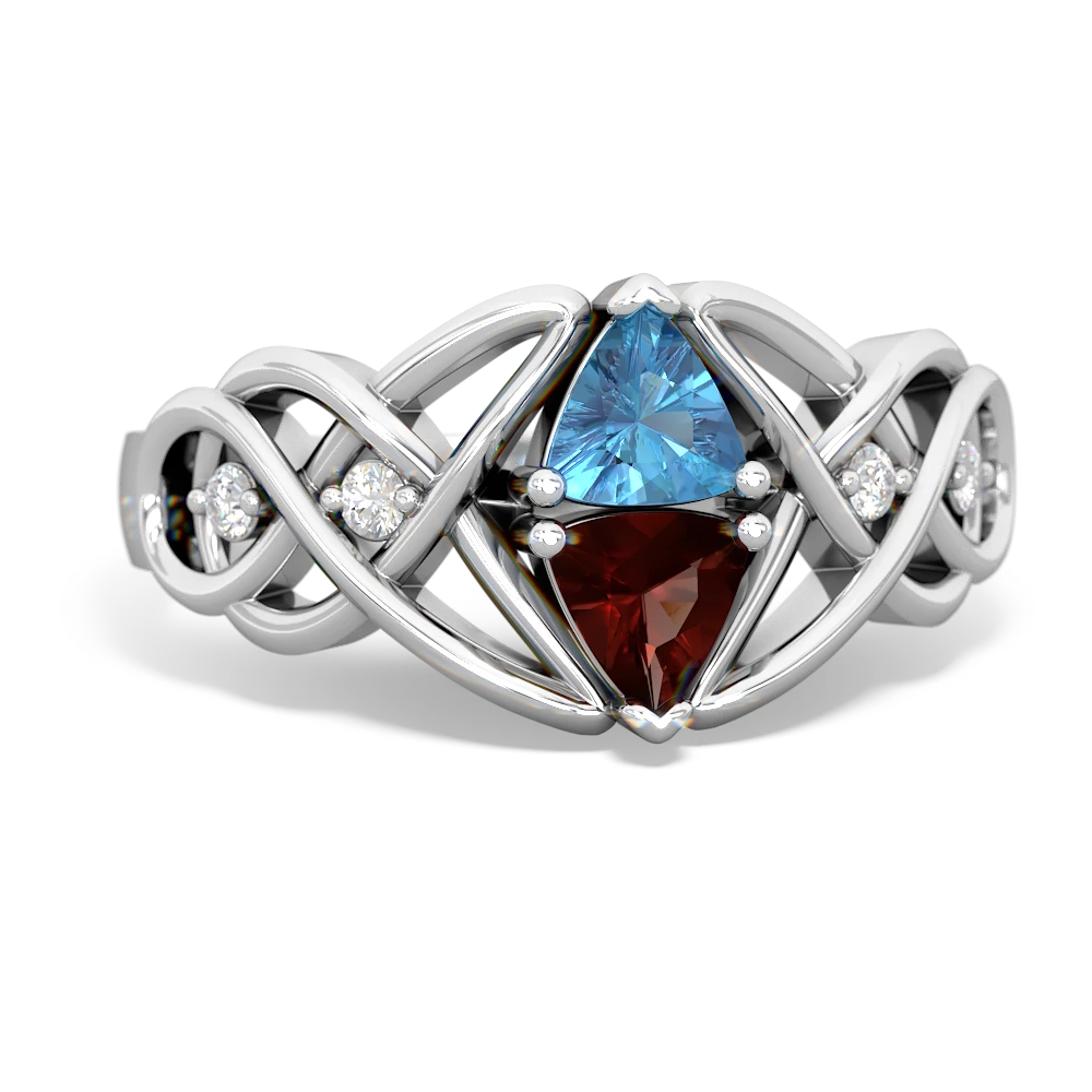 Blue Topaz Keepsake Celtic Knot 14K White Gold ring R5300