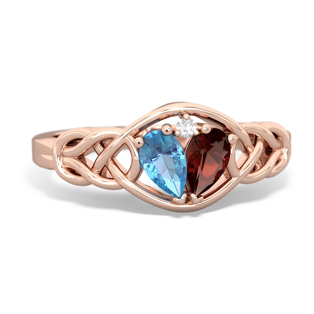 Blue Topaz Celtic Love Knot 14K Rose Gold ring R5420