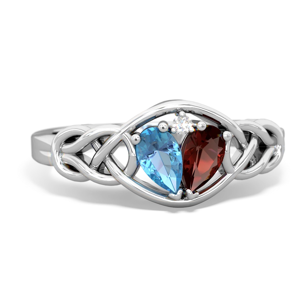 Blue Topaz Celtic Love Knot 14K White Gold ring R5420