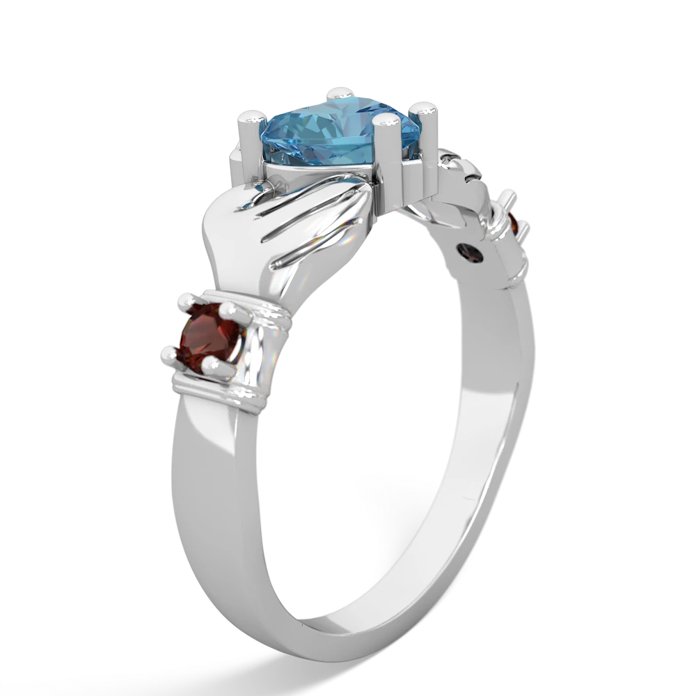 Blue Topaz Claddagh Keepsake 14K White Gold ring R5245