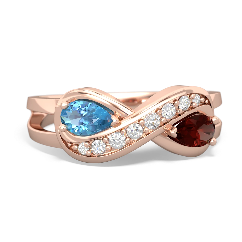 Blue Topaz Diamond Infinity 14K Rose Gold ring R5390