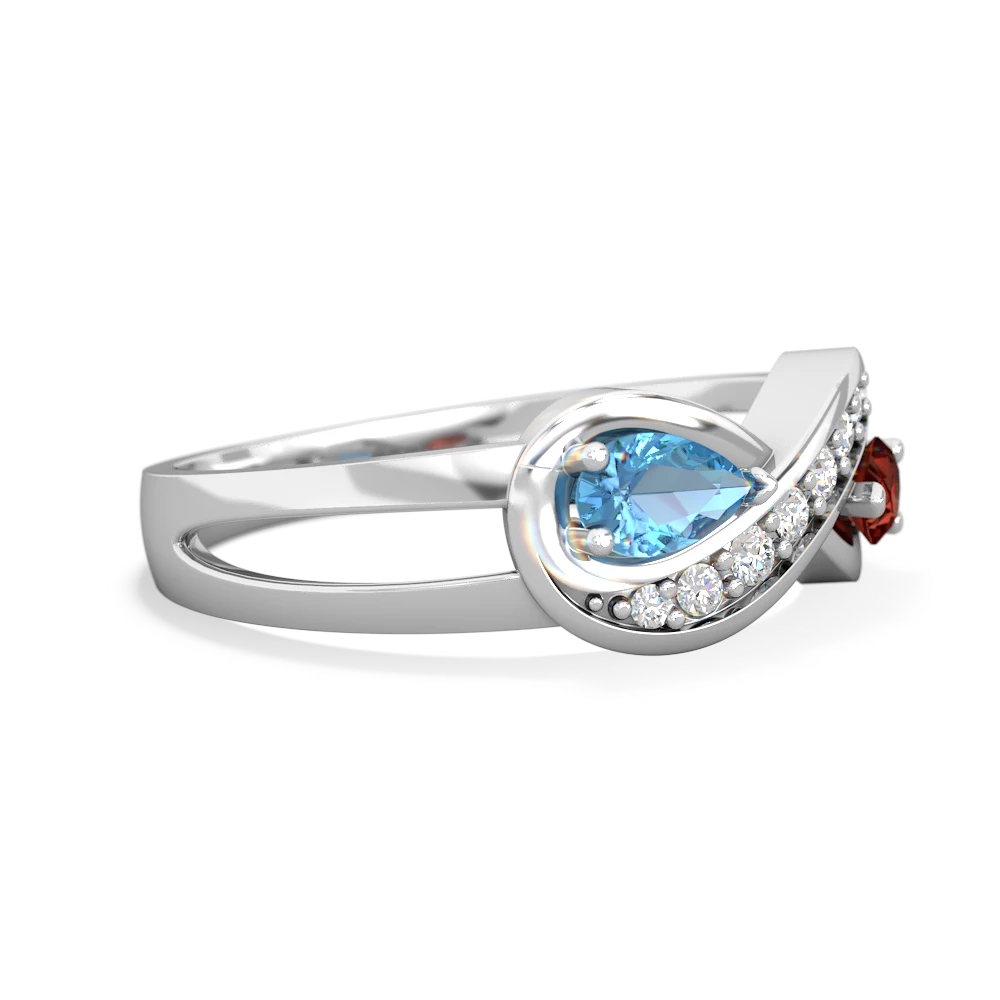 Blue Topaz Diamond Infinity 14K White Gold ring R5390