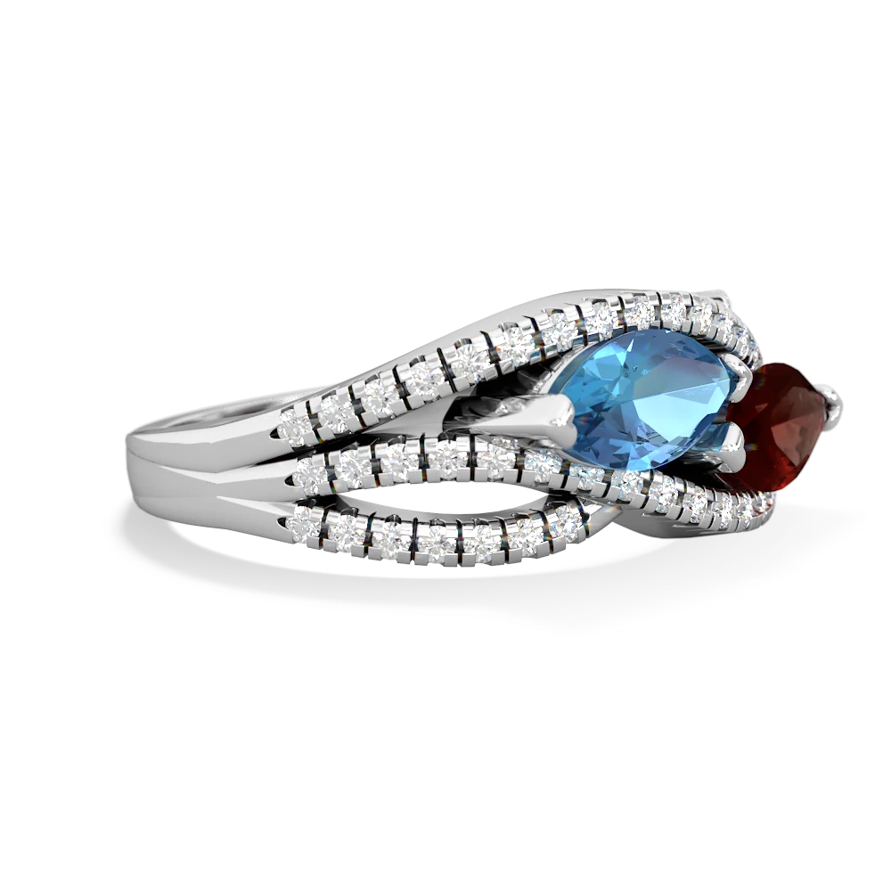 Blue Topaz Diamond Rivers 14K White Gold ring R3070