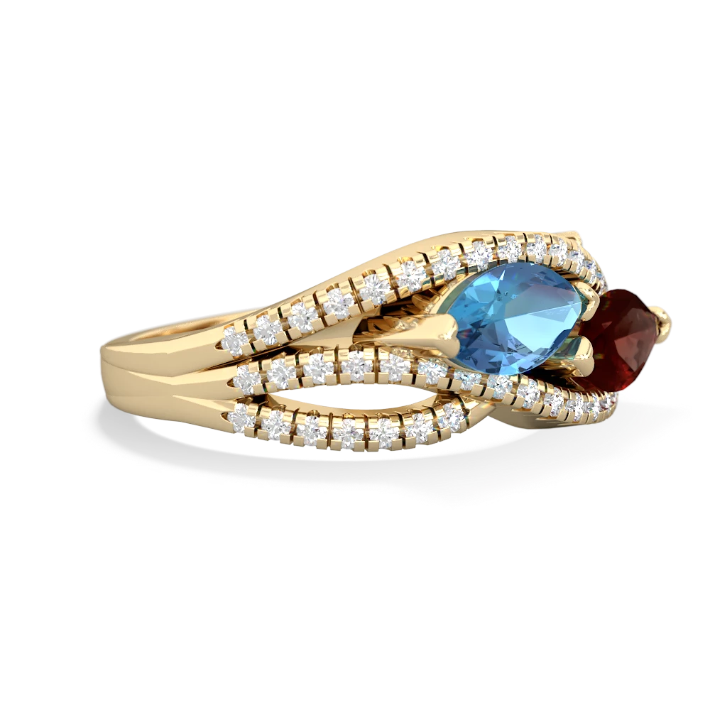 Blue Topaz Diamond Rivers 14K Yellow Gold ring R3070