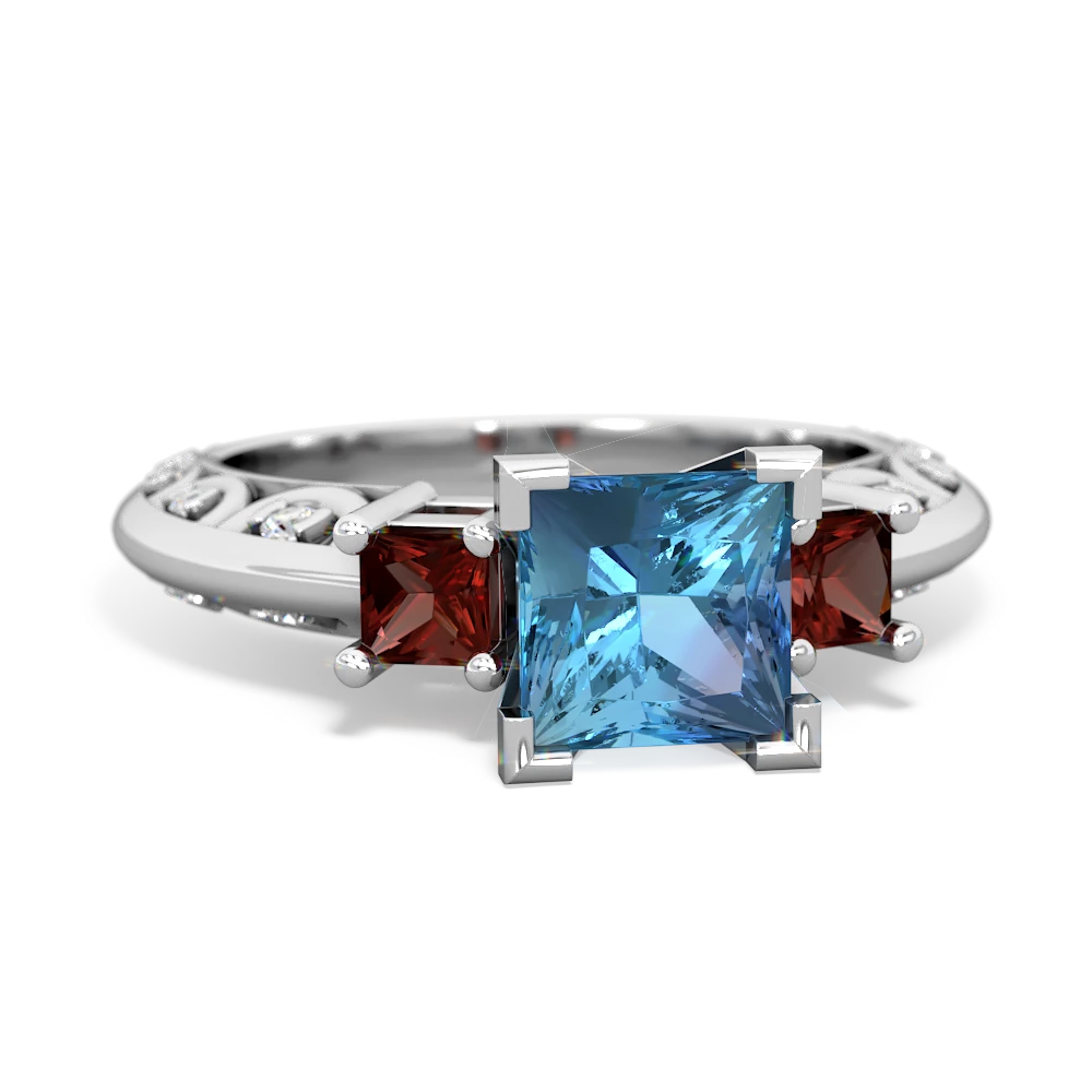 Blue Topaz Eternal Embrace Engagement 14K White Gold ring C2001