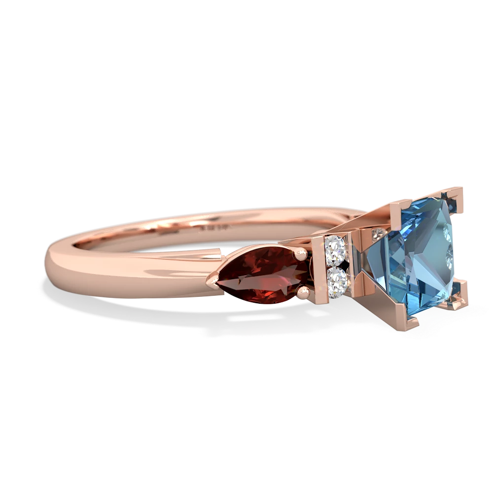 Blue Topaz 6Mm Princess Eternal Embrace Engagement 14K Rose Gold ring C2002