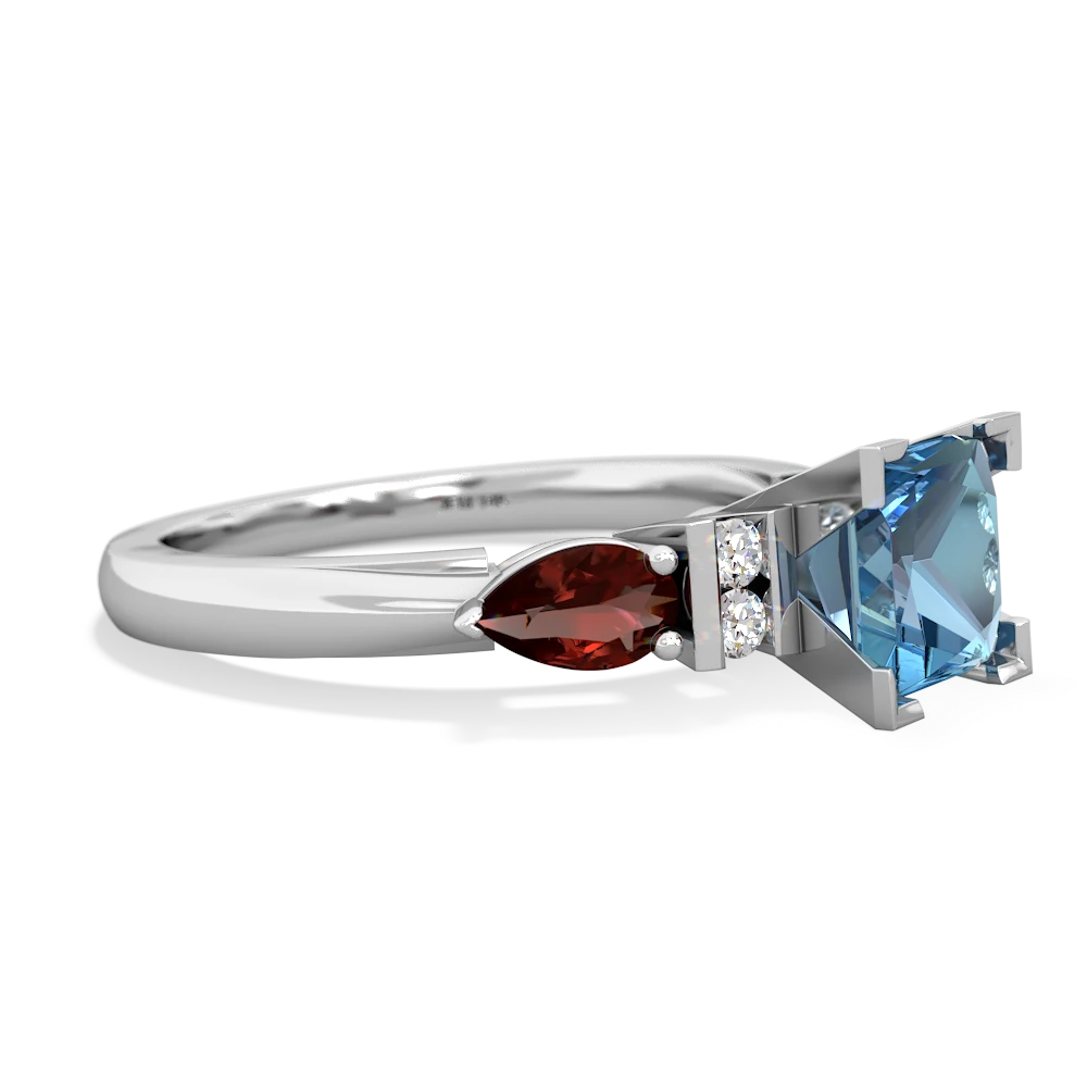 Blue Topaz 6Mm Princess Eternal Embrace Engagement 14K White Gold ring C2002