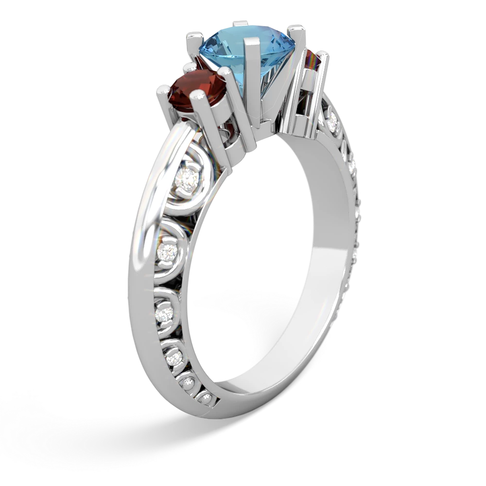 Blue Topaz Art Deco Eternal Embrace Engagement 14K White Gold ring C2003