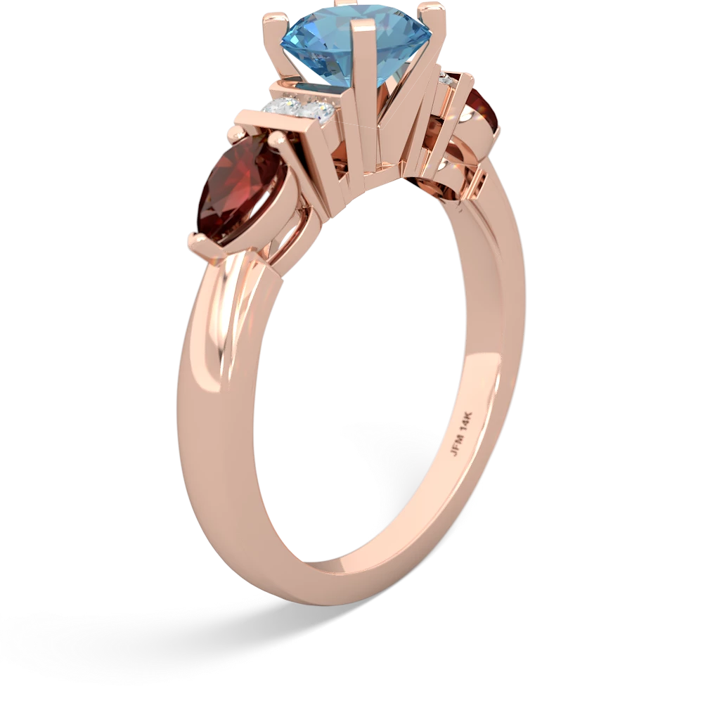 Blue Topaz 6Mm Round Eternal Embrace Engagement 14K Rose Gold ring R2005