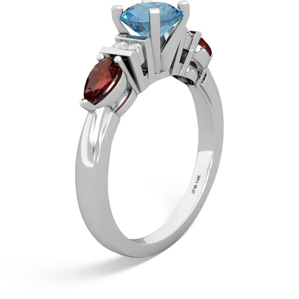 Blue Topaz 6Mm Round Eternal Embrace Engagement 14K White Gold ring R2005