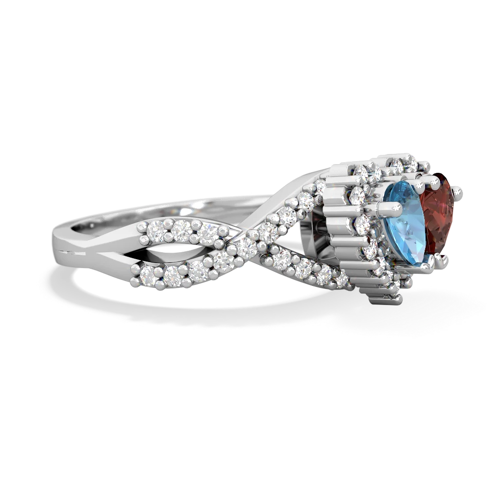 Blue Topaz Diamond Twist 'One Heart' 14K White Gold ring R2640HRT