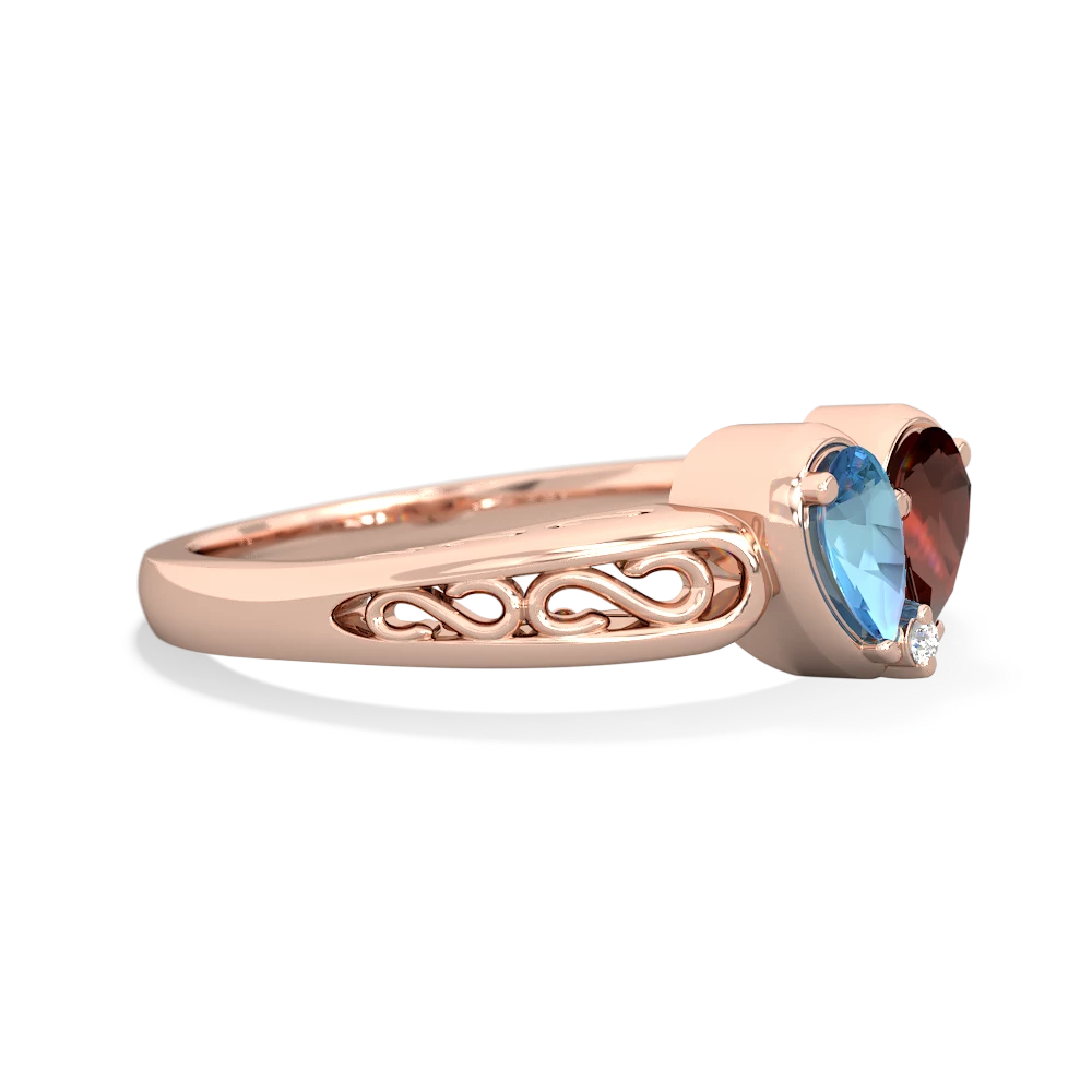 Blue Topaz Filligree 'One Heart' 14K Rose Gold ring R5070