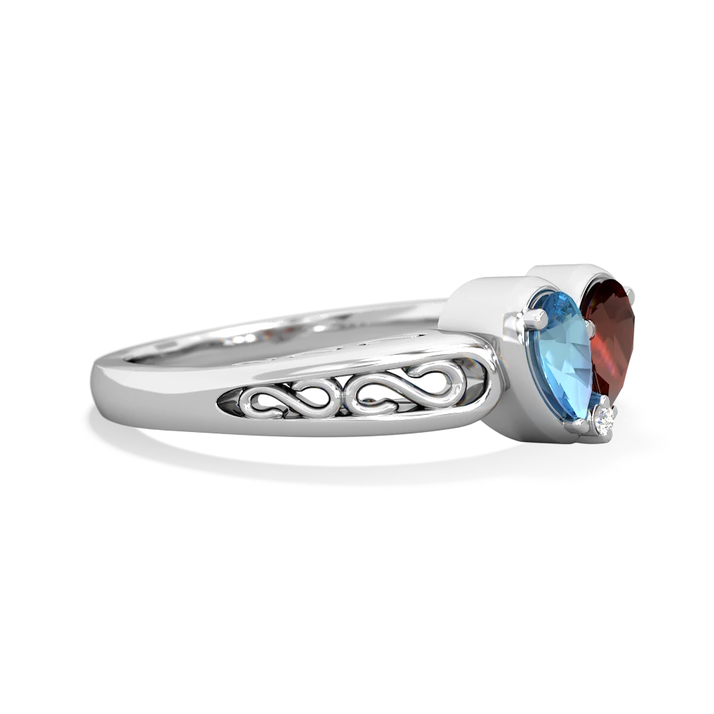 Blue Topaz Filligree 'One Heart' 14K White Gold ring R5070