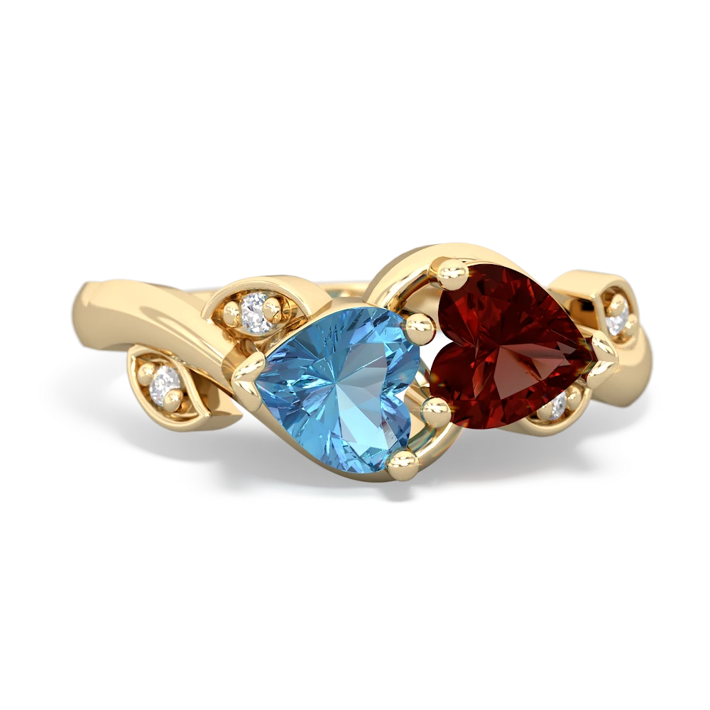 Blue Topaz Floral Elegance 14K Yellow Gold ring R5790