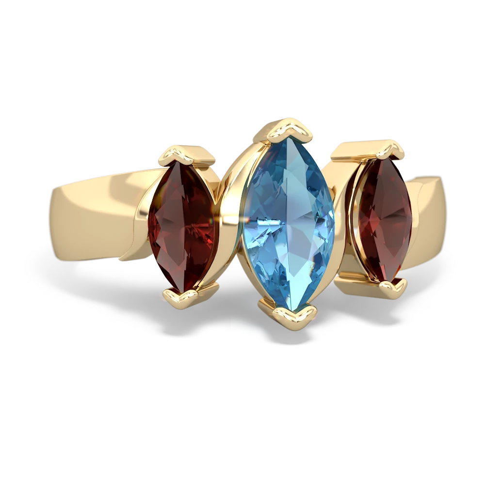 Blue Topaz Three Peeks 14K Yellow Gold ring R2433