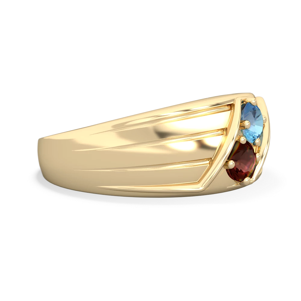 Blue Topaz Men's Streamline 14K Yellow Gold ring R0460