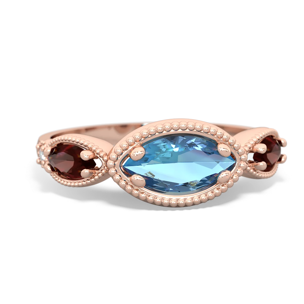 Blue Topaz Milgrain Marquise 14K Rose Gold ring R5700