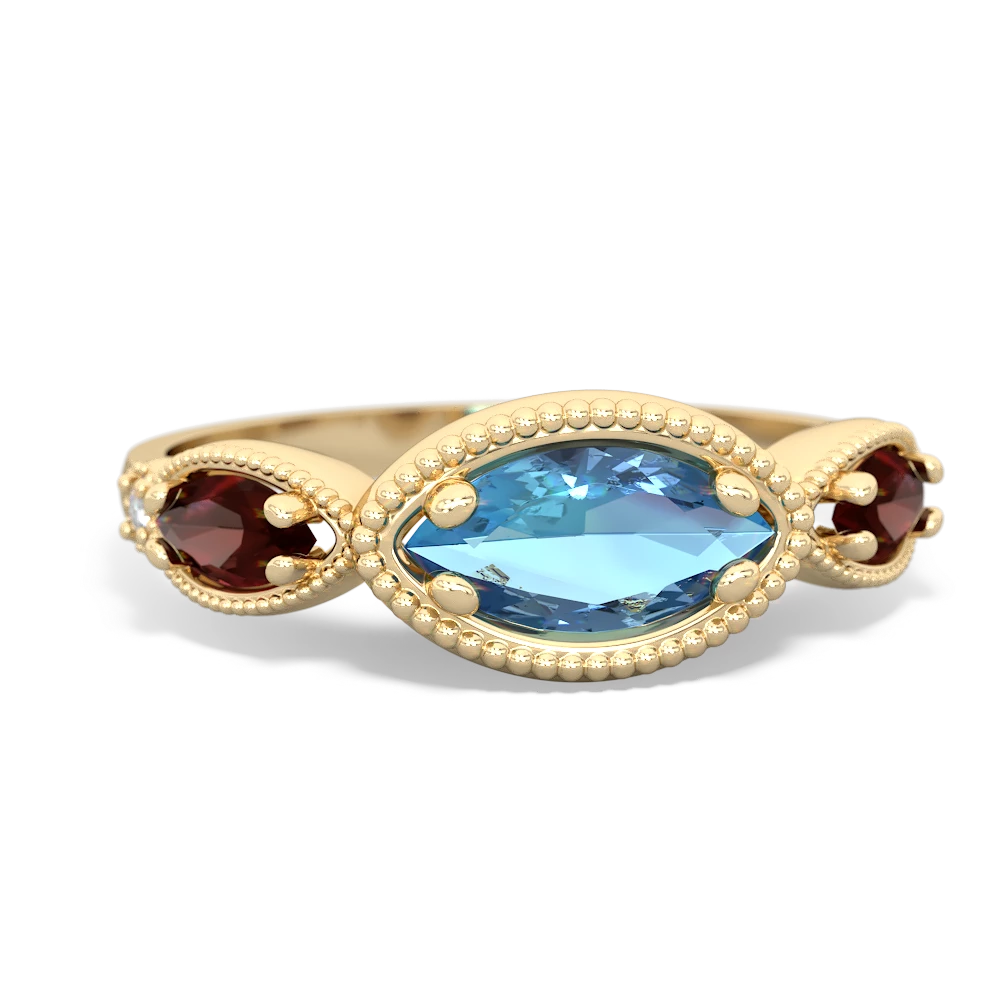 Blue Topaz Milgrain Marquise 14K Yellow Gold ring R5700