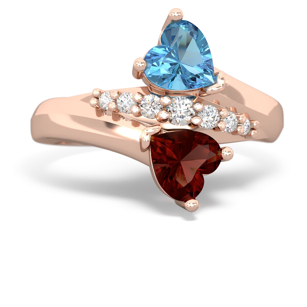 Blue Topaz Heart To Heart 14K Rose Gold ring R2064