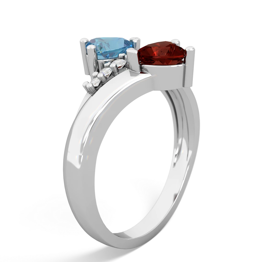 Blue Topaz Heart To Heart 14K White Gold ring R2064