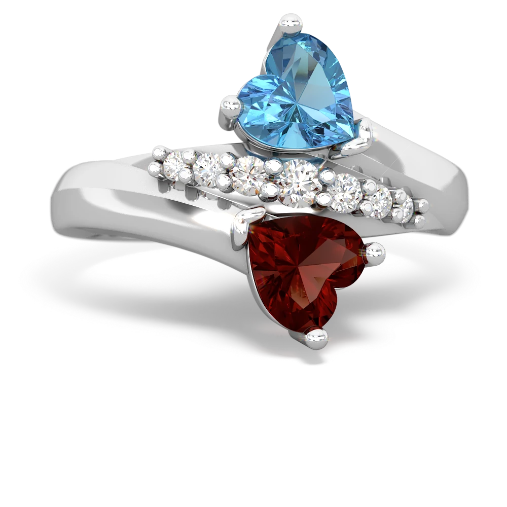 Blue Topaz Heart To Heart 14K White Gold ring R2064