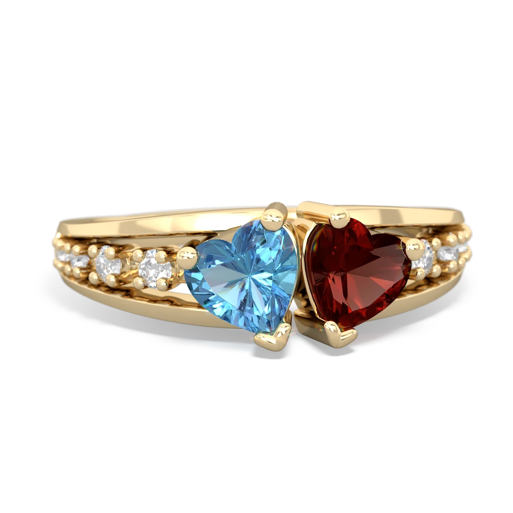 Blue Topaz Heart To Heart 14K Yellow Gold ring R3342