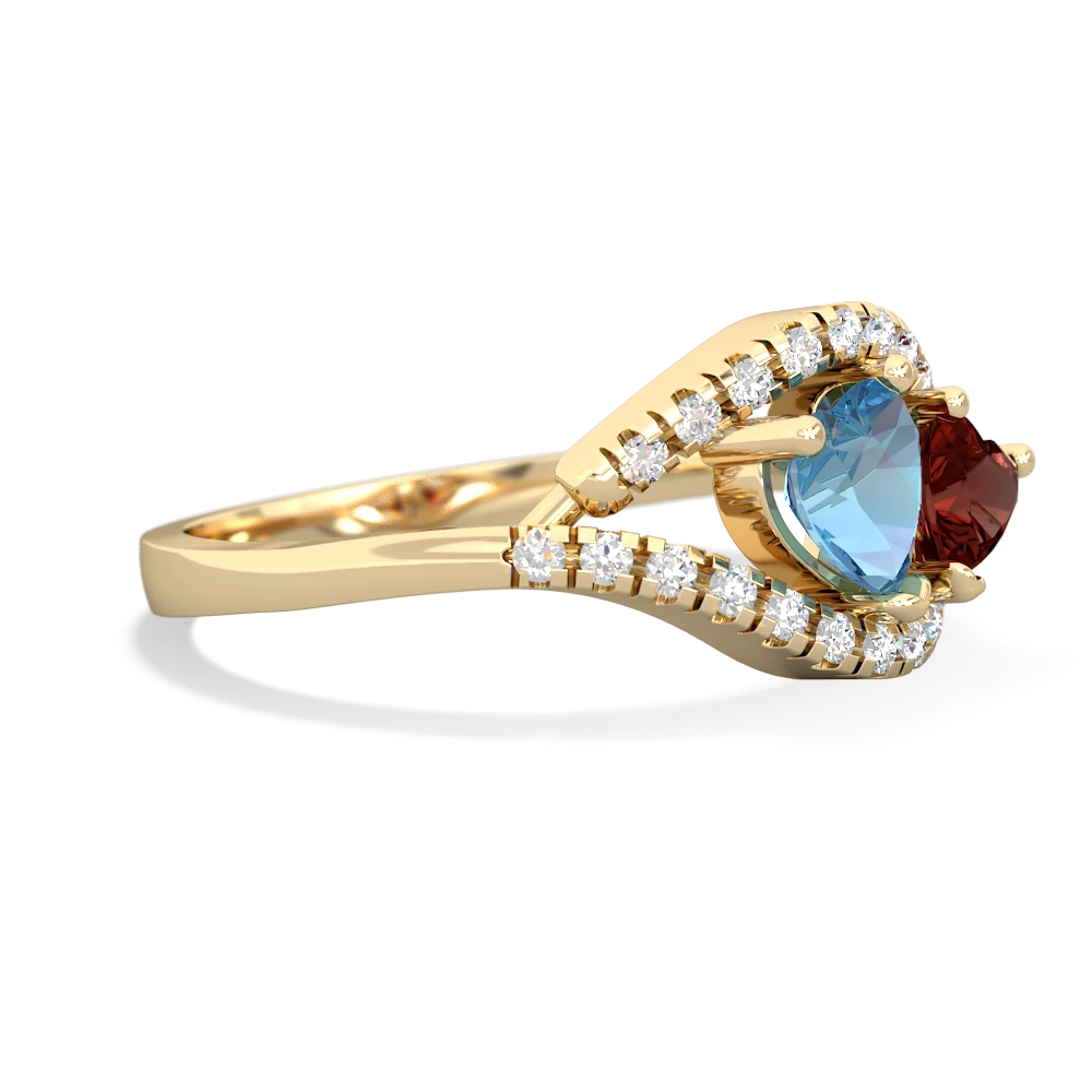 Blue Topaz Mother And Child 14K Yellow Gold ring R3010