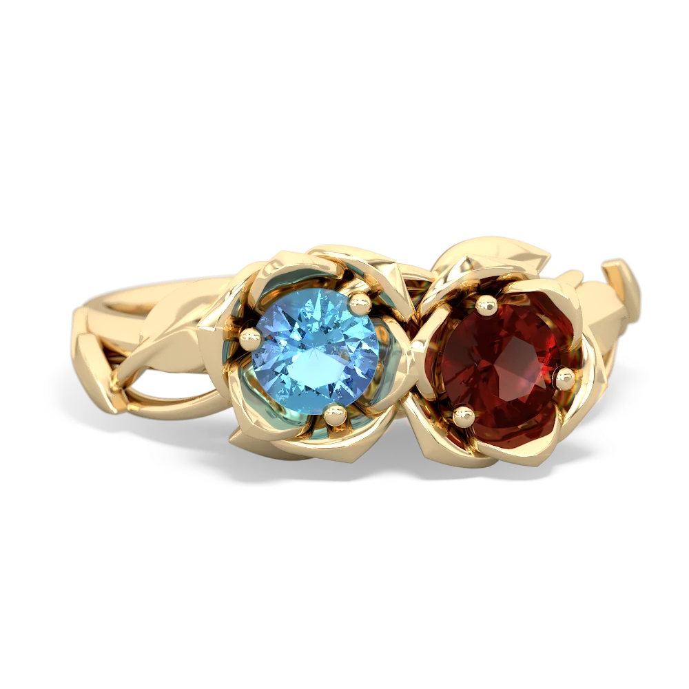 Blue Topaz Rose Garden 14K Yellow Gold ring R5510