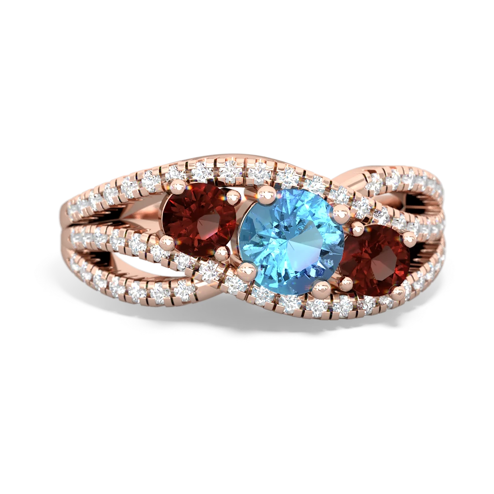 Blue Topaz Three Stone Aurora 14K Rose Gold ring R3080