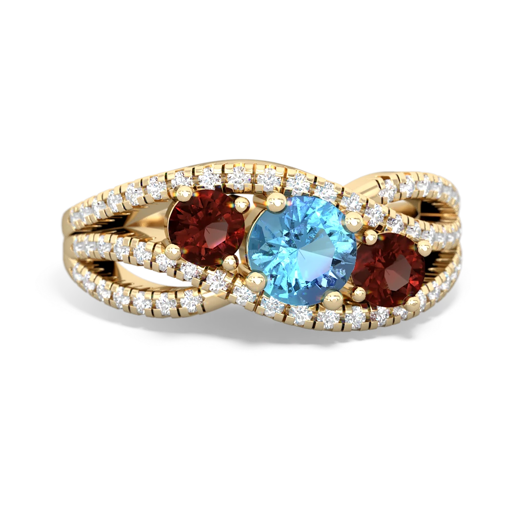 Blue Topaz Three Stone Aurora 14K Yellow Gold ring R3080