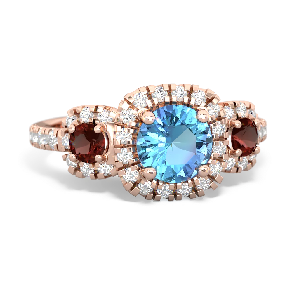 Blue Topaz Regal Halo 14K Rose Gold ring R5350