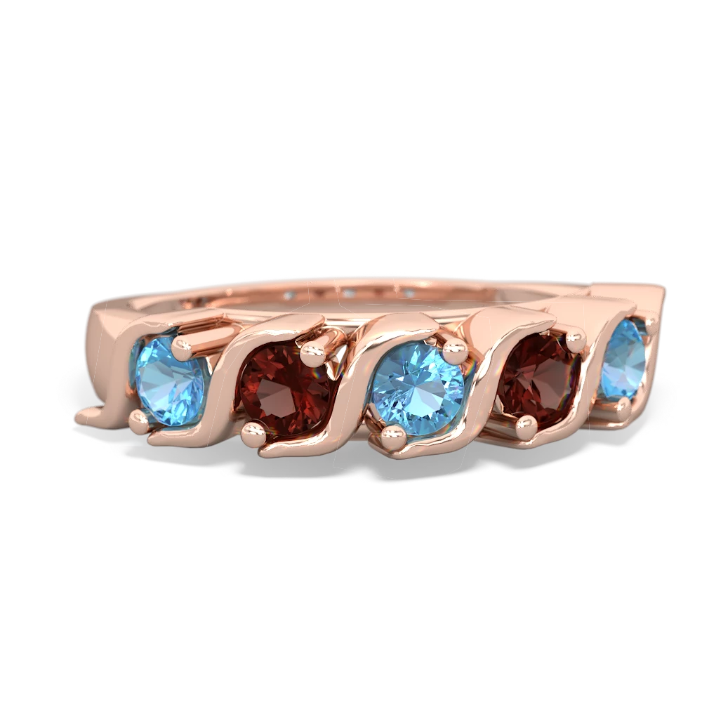 Blue Topaz Anniversary Band 14K Rose Gold ring R2089