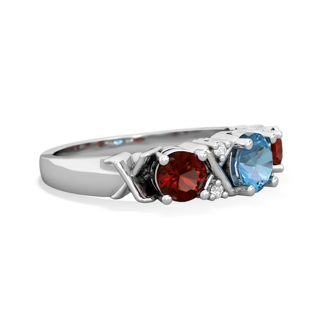 Blue Topaz Hugs And Kisses 14K White Gold ring R5016