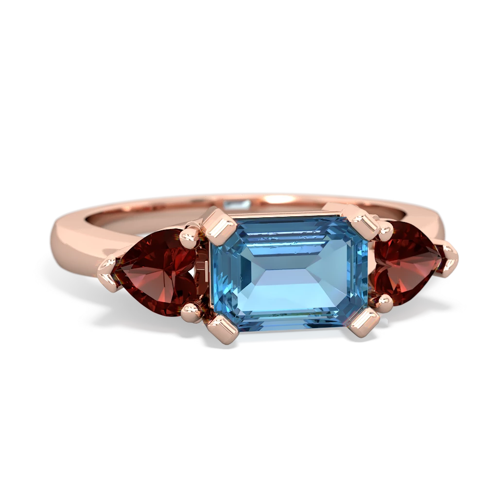 Blue Topaz Three Stone 14K Rose Gold ring R5235