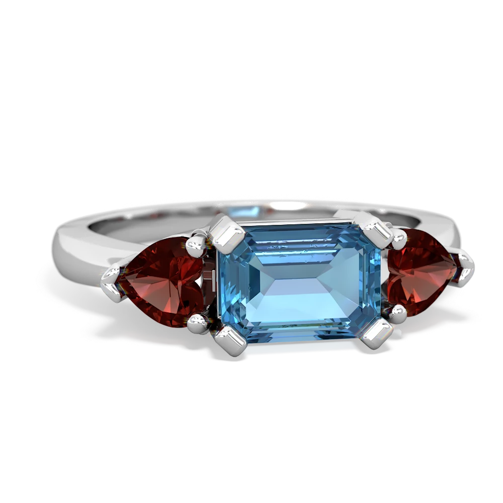 Blue Topaz Three Stone 14K White Gold ring R5235