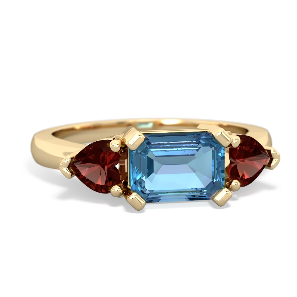 Blue Topaz Three Stone 14K Yellow Gold ring R5235