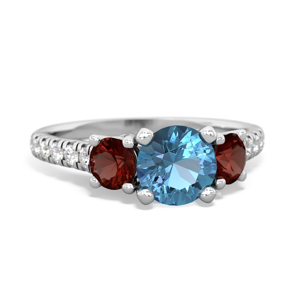 Blue Topaz Pave Trellis 14K White Gold ring R5500