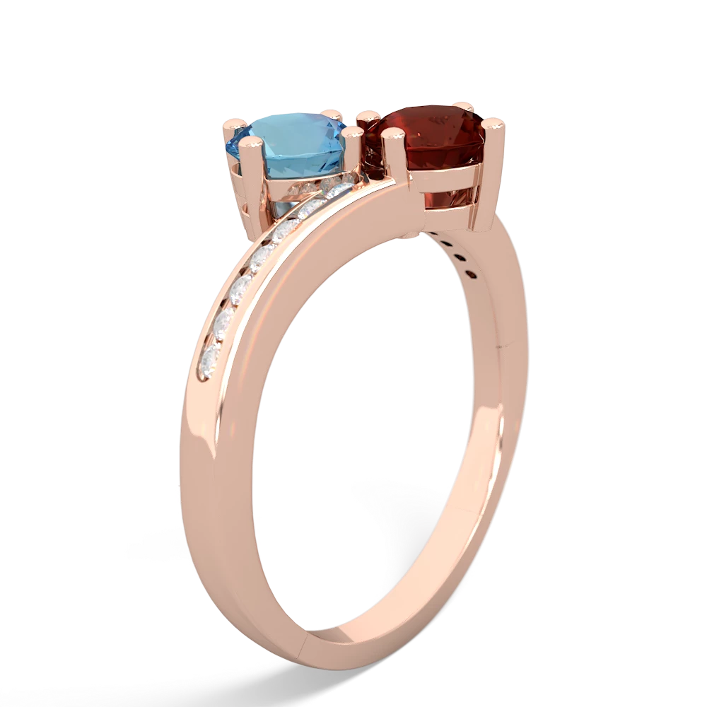 Blue Topaz Channel Set Two Stone 14K Rose Gold ring R5303