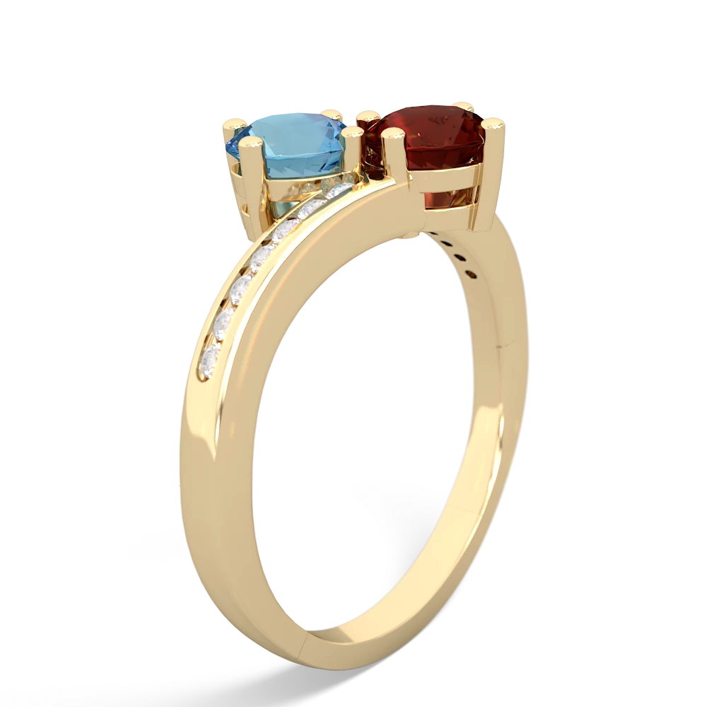 Blue Topaz Channel Set Two Stone 14K Yellow Gold ring R5303