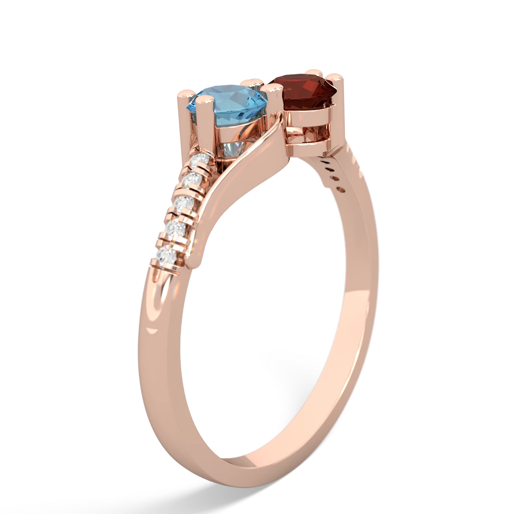 Blue Topaz Infinity Pave Two Stone 14K Rose Gold ring R5285