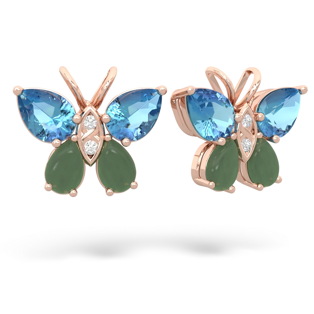 Blue Topaz Butterfly 14K Rose Gold earrings E2215