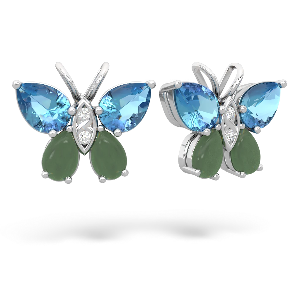 Blue Topaz Butterfly 14K White Gold earrings E2215