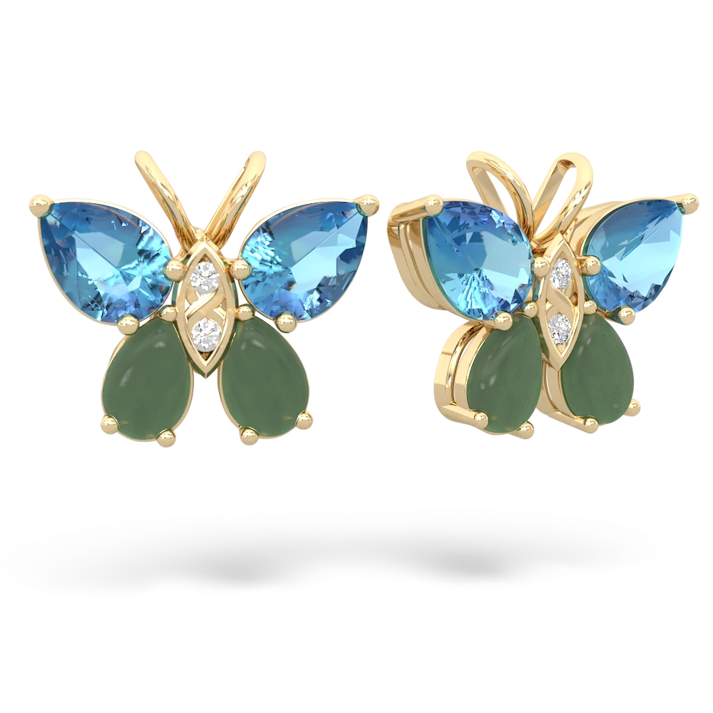 Blue Topaz Butterfly 14K Yellow Gold earrings E2215