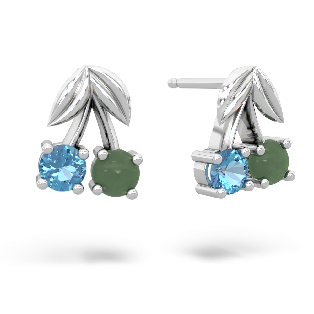 Blue Topaz Sweet Cherries 14K White Gold earrings E7001